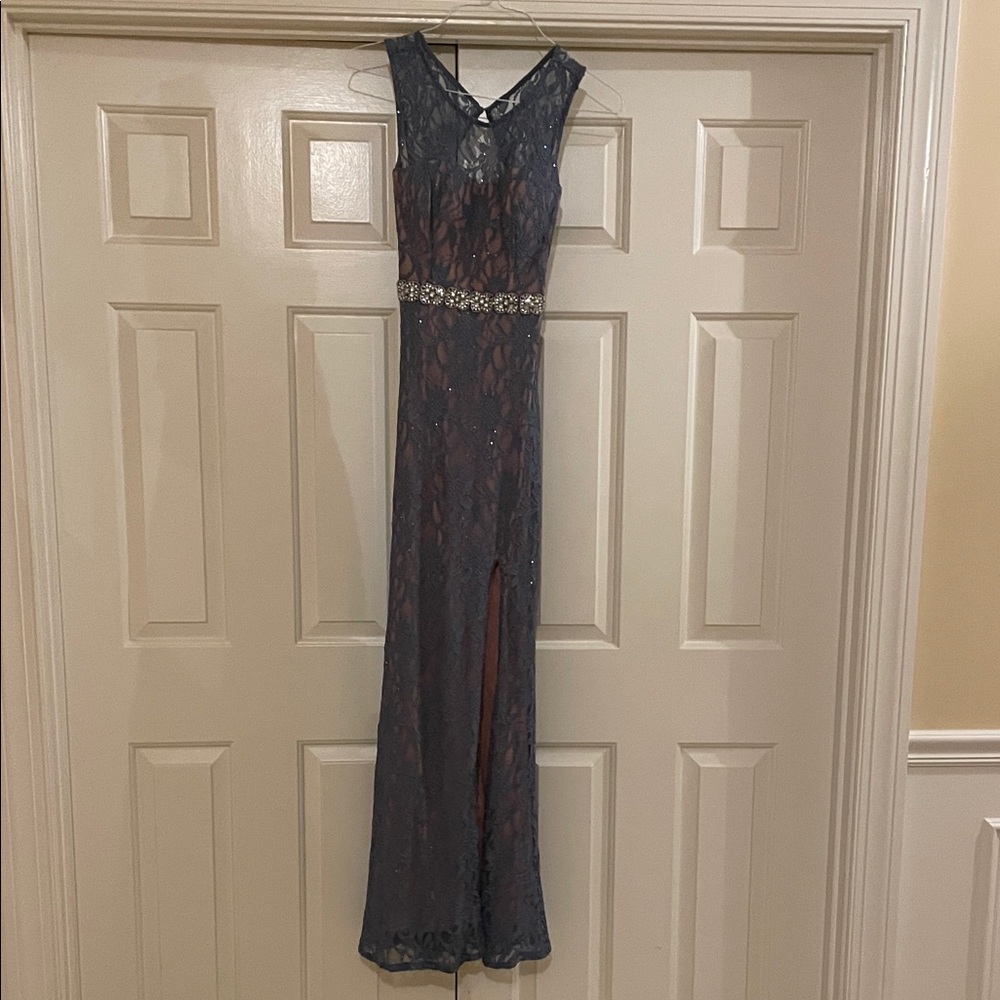 Chic Lace Dress with Embellished Belt